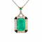 Collier Collier avec pendentif Art déco en or et platine, émeraude colombienne 14 ct 58 Facettes 50247