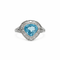 Bague 52 Bague en platine avec aigue-marine poire et halo de diamants 58 Facettes 50253
