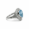 Bague 52 Bague en platine avec aigue-marine poire et halo de diamants 58 Facettes 50253