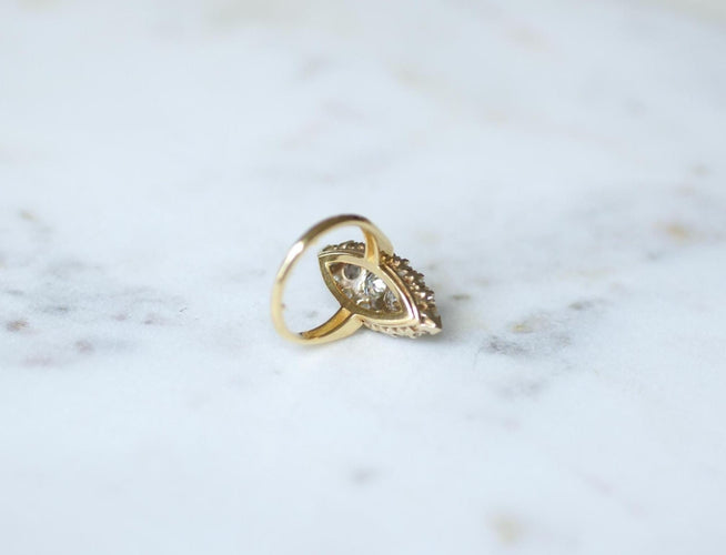 Bague 52 Bague marquise - Bague diamants en or jaune 58 Facettes