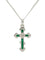 Cross-shaped pendant in gold, with emeralds and diamonds 