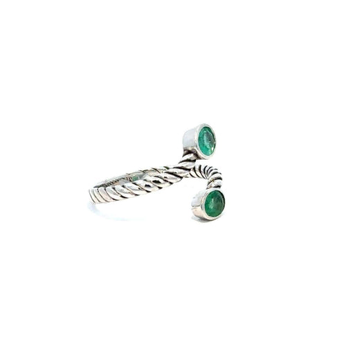 Bague 53 To and Me - Bague ouverte en or blanc 18k et émeraudes naturelles 58 Facettes 50053