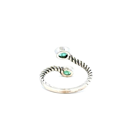 Bague 53 To and Me - Bague ouverte en or blanc 18k et émeraudes naturelles 58 Facettes 50053