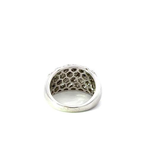 Bague 59 Bague ondulée en or blanc 18 carats avec diamants pavés et baguettes 58 Facettes 50299