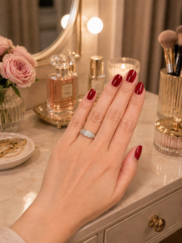 Bague 52 Bague en or blanc 18K et diamants pavés 58 Facettes 50303