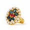 Bague 52 Bague vintage ovale en or jaune 14K avec rubis, saphirs, perles et diamants 58 Facettes 50312