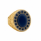 Bague 53 Bague en or jaune et platine, saphir bleu cabochon et diamants anciens 58 Facettes 50320