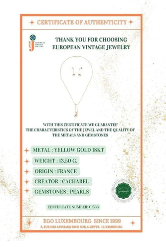Boucles d'oreilles Cacharel - Parure collier et boucles d’oreilles en or jaune 18 carats et perles 58 Facettes