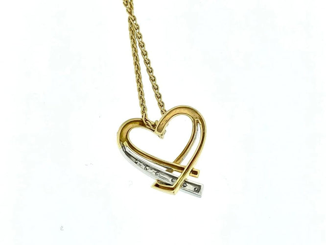 Collier Guy Laroche - Pendentif cœur avec chaîne en or jaune et blanc et diamants 58 Facettes