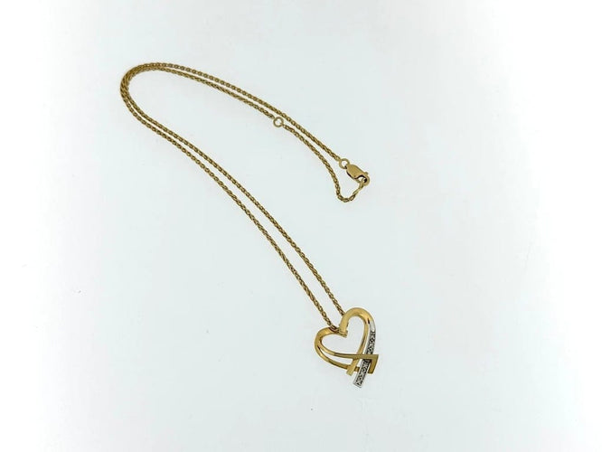 Collier Guy Laroche - Pendentif cœur avec chaîne en or jaune et blanc et diamants 58 Facettes