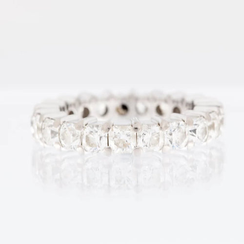 Bague 56 Bague Eternity - Alliance en or blanc 18 carats et diamants 58 Facettes