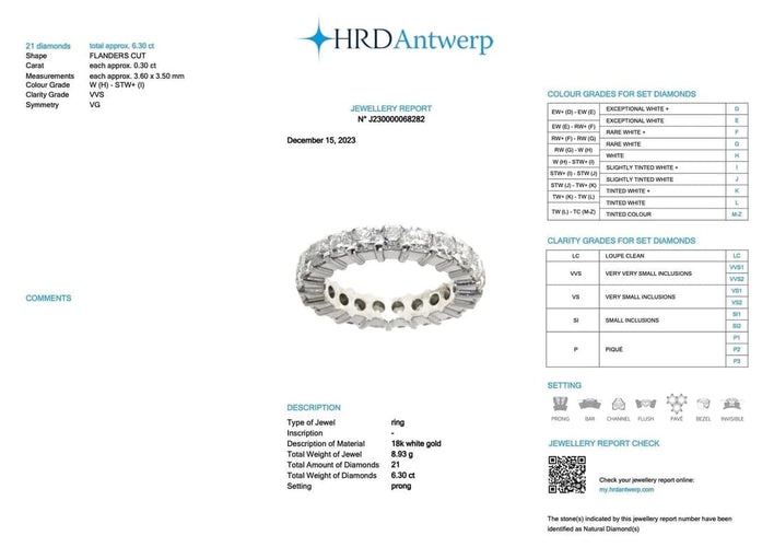 Bague 56 Bague Eternity - Alliance en or blanc 18 carats et diamants 58 Facettes