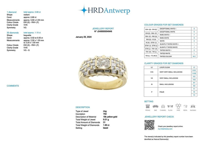 Bague 55 Bague cocktail en or jaune 18 carats avec diamants 58 Facettes