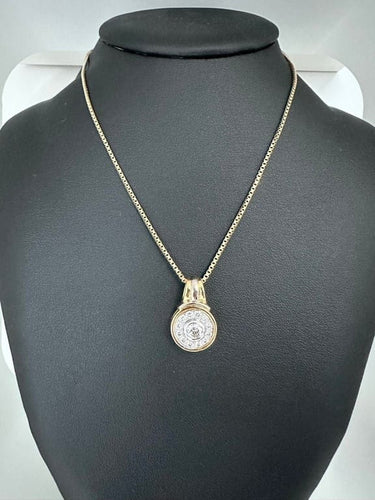 Pendentif Pendentif français vintage en or jaune et blanc avec diamants 1,25 ct 58 Facettes