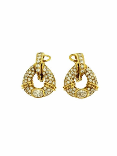 Boucles d'oreilles Boucles d'oreilles en or jaune 18 carats avec diamants 2,50 ct 58 Facettes