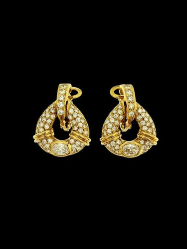 Boucles d'oreilles Boucles d'oreilles en or jaune 18 carats avec diamants 2,50 ct 58 Facettes