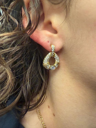 Boucles d'oreilles Boucles d'oreilles en or jaune 18 carats avec diamants 2,50 ct 58 Facettes