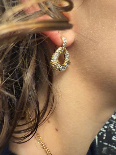 Boucles d'oreilles Boucles d'oreilles en or jaune 18 carats avec diamants 2,50 ct 58 Facettes
