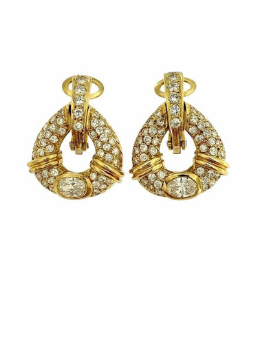 Boucles d'oreilles Boucles d'oreilles en or jaune 18 carats avec diamants 2,50 ct 58 Facettes
