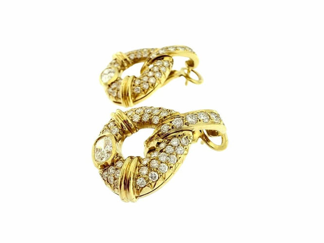 Boucles d'oreilles Boucles d'oreilles en or jaune 18 carats avec diamants 2,50 ct 58 Facettes