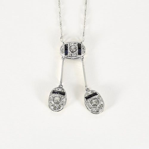 Collier Collier négligé en or blanc 18K avec saphirs et diamants 58 Facettes B250609