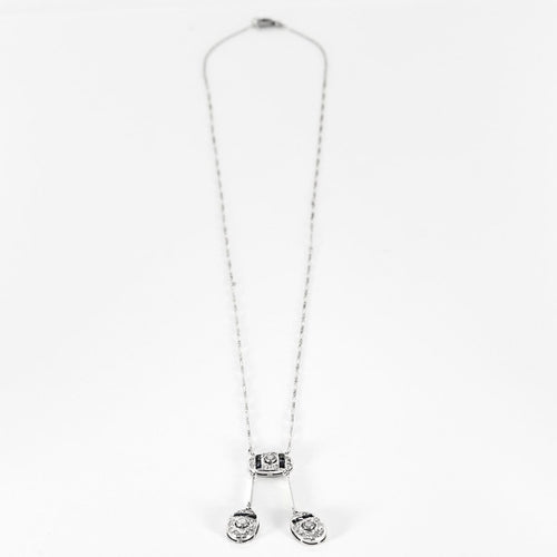 Collier Collier négligé en or blanc 18K avec saphirs et diamants 58 Facettes B250609