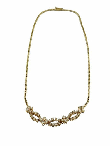 Collier Collier vintage italien en or jaune et blanc 18 carats avec diamants 58 Facettes