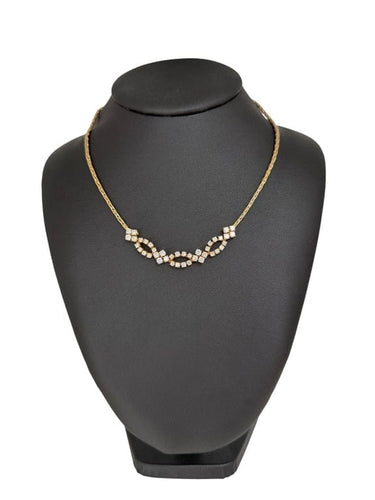Collier Collier vintage italien en or jaune et blanc 18 carats avec diamants 58 Facettes