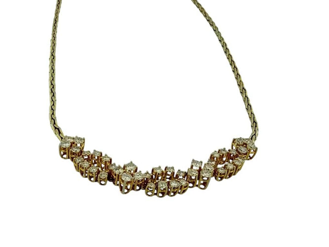 Collier Collier vintage italien en or jaune et blanc 18 carats avec diamants 58 Facettes
