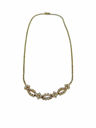 Collier Collier vintage italien en or jaune et blanc 18 carats avec diamants 58 Facettes