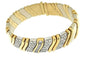Bracelet Bracelet manchette italien en or jaune et or blanc avec diamants 58 Facettes