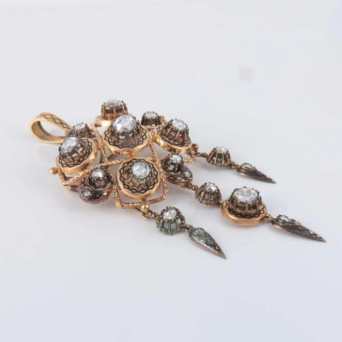 Pendentif Broche-pendentif en or jaune 18 ct avec diamants et émail 58 Facettes 1