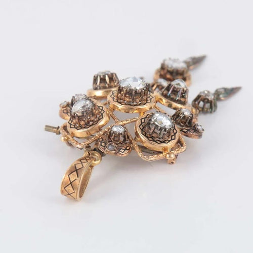 Pendentif Broche-pendentif en or jaune 18 ct avec diamants et émail 58 Facettes 1