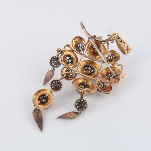 Pendentif Broche-pendentif en or jaune 18 ct avec diamants et émail 58 Facettes 1