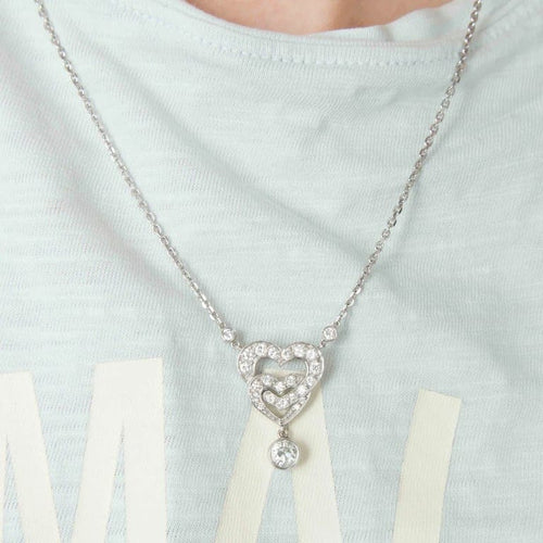 Collier Collier pendentif cœurs entrelacés en or blanc 18 ct et diamants 58 Facettes 1