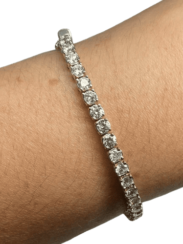 Bracelet Bracelet tennis rivière de diamants NED en or blanc 18K 58 Facettes