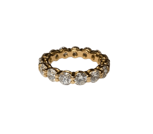 Bague 52 Alliance tour complet 15 diamants 3,75 ct en or jaune 18K 58 Facettes 250147