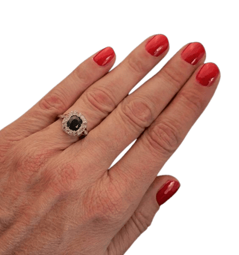 Bague 54 Bague Art nouveau saphir et diamants taille rose 58 Facettes 1035096