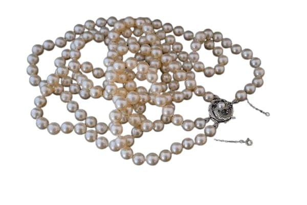 Collier Sautoir - Collier 2 rangs de perles de culture en or blanc 18 ct 58 Facettes 788239
