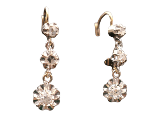 Boucles d'oreilles Boucles d’oreilles dormeuses en or et diamants vers 1920 58 Facettes