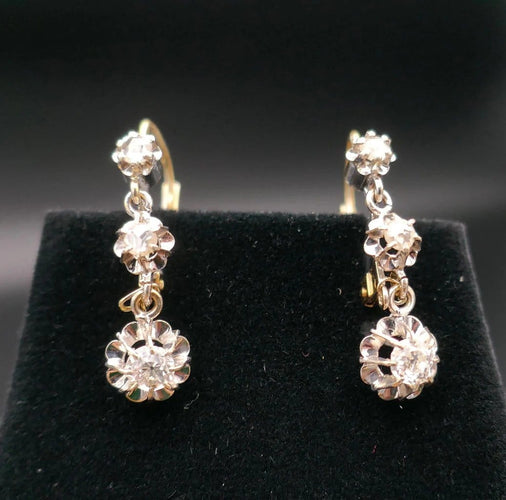 Boucles d'oreilles Boucles d’oreilles dormeuses en or et diamants vers 1920 58 Facettes