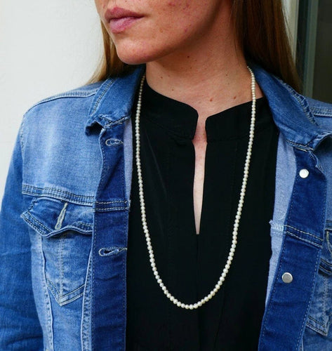 Collier Sautoir de perles de culture, fermoir en or jaune 18 carats 58 Facettes
