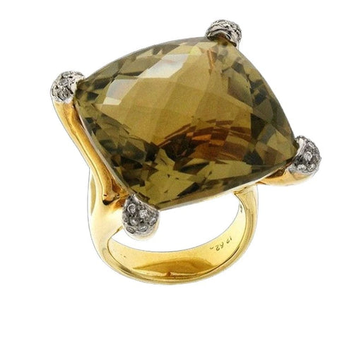 Bague 53.5 Bague en or jaune 18 carats avec topaze citron et diamants naturels 58 Facettes AG-20X1627