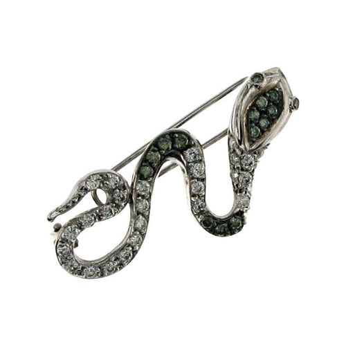 Broche Broche en or blanc 18 carats avec diamants blancs et verts 58 Facettes HG-200111