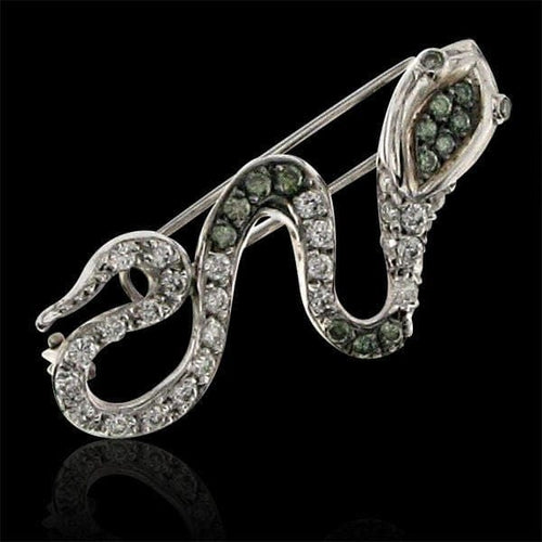 Broche Broche en or blanc 18 carats avec diamants blancs et verts 58 Facettes HG-200111