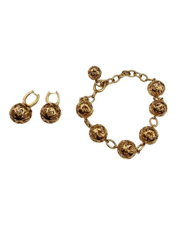 Boucles d'oreilles Chantecler Boule - Parure bracelet et boucles d’oreilles en or rose 18 carats 58 Facettes