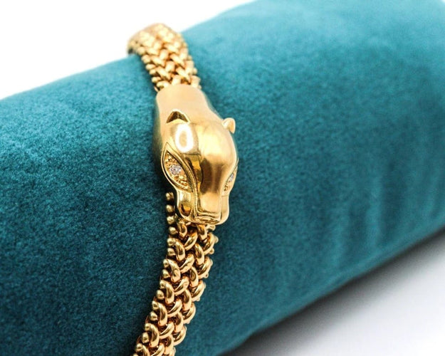 Bracelet Bracelet panthère en or jaune 18K et diamants 58 Facettes 250123