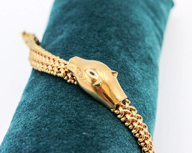 Bracelet Bracelet panthère en or jaune 18K et diamants 58 Facettes 250123