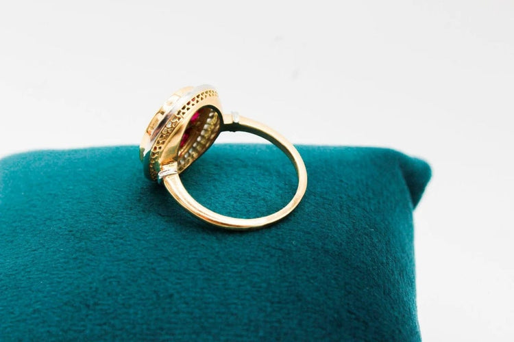 Bague 53 Bague ronde en or bicolore avec diamants et rubis 58 Facettes 250048