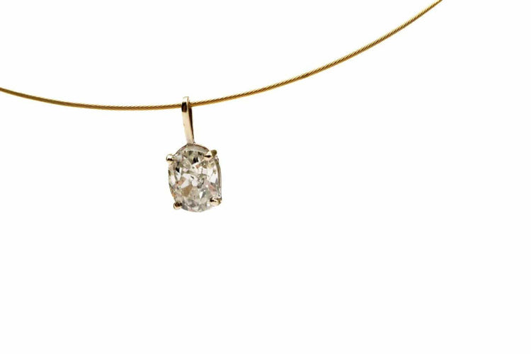 Pendentif Pendentif en or blanc 750 serti d’un diamant taille ancienne 1,20 ct 58 Facettes 250097